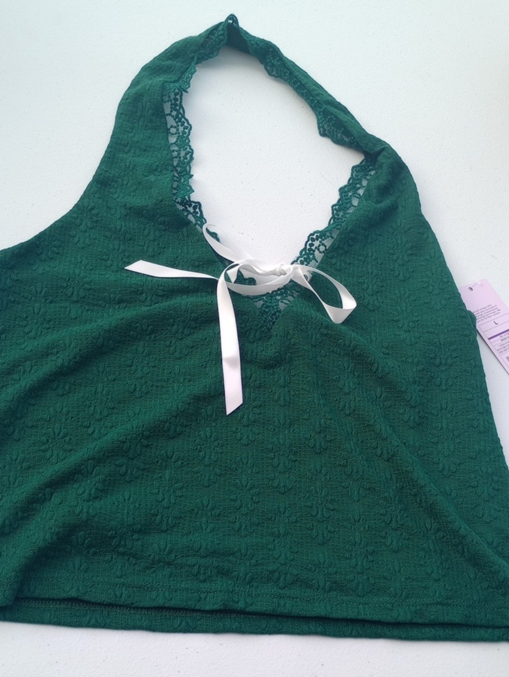 2 NWT Wild Fable Yellow & Green Halter Tops with White Ties Large - Picture 2 of 11